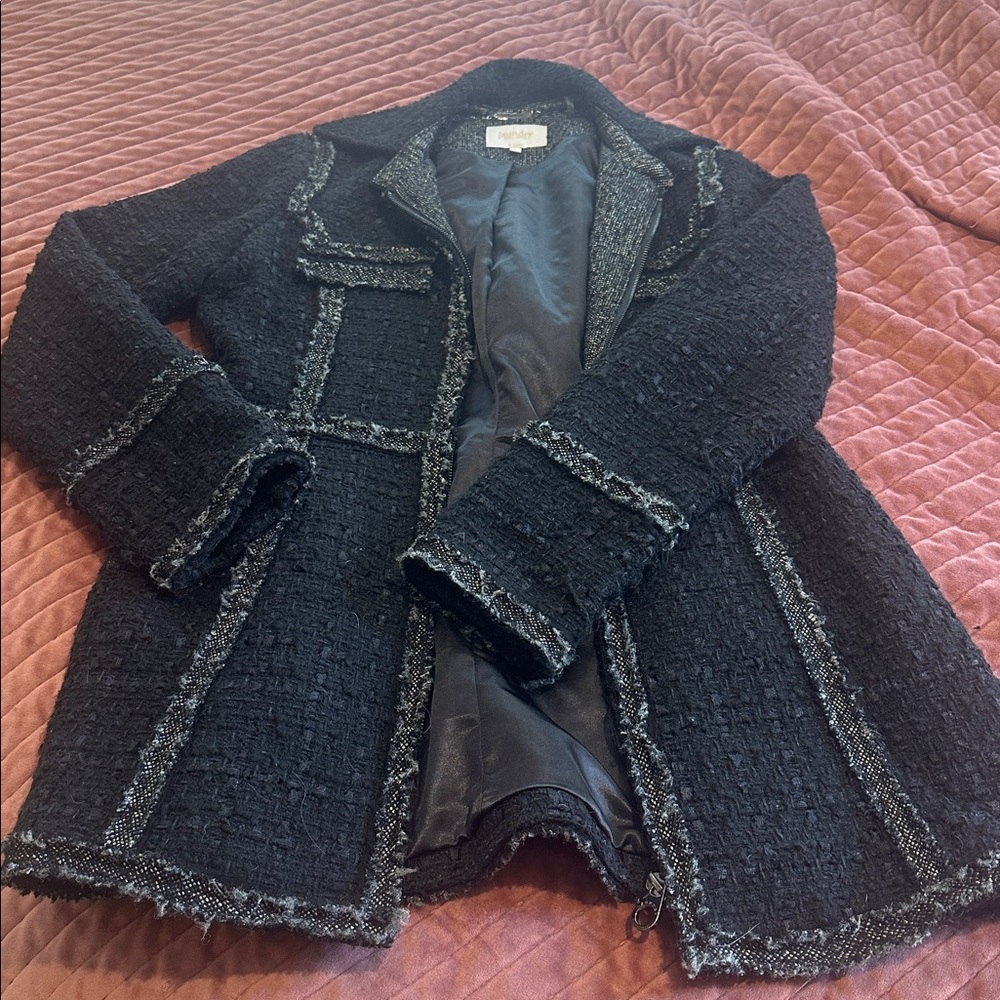 Laundry By Shelli Segal Black and White Tweed Jacket